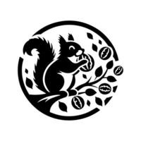 Squirrel logo. Squirrel with acorn silhouette icon on white background vector