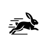 Rabbit running logo design template vector