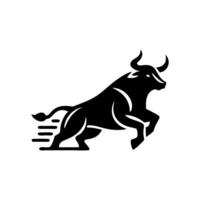 black and white bull logo. running bull logo vector