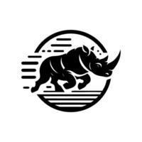 Rhino logo stock. illustration of a silhouette of a rhino standing on isolated white background vector