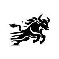 black and white bull logo. running bull logo vector