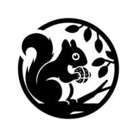 Squirrel logo. Squirrel with acorn silhouette icon on white background vector