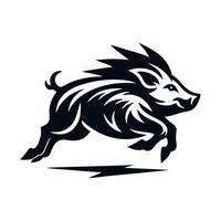 Black Animal Pig Illustration Logo Silhouette. Pig logo design vector