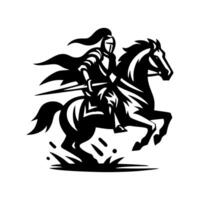 equestrian knight logo design. Horse warrior logo. war horse silhouette vector