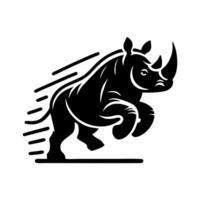 Rhino logo stock. illustration of a silhouette of a rhino standing on isolated white background vector