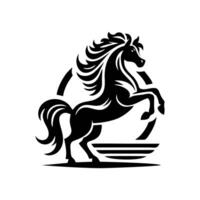Horse logo design. Standing stallion logo. black and white horse logo design vector