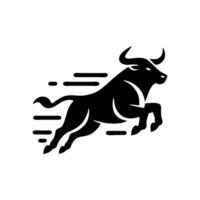 black and white bull logo. running bull logo vector