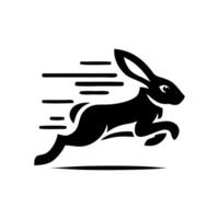 Rabbit running logo design template vector