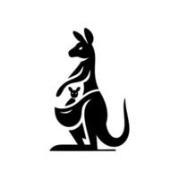 logo of a kangaroo carrying its child. black and white kangaroo vlogo vector