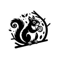 Squirrel logo. Squirrel with acorn silhouette icon on white background vector