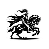 equestrian knight logo design. Horse warrior logo. war horse silhouette vector