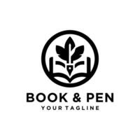 Note and quill logo design vector