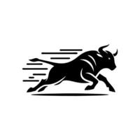 black and white bull logo. running bull logo vector