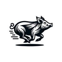 Black Animal Pig Illustration Logo Silhouette. Pig logo design vector