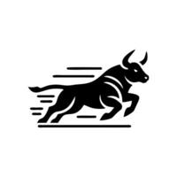 black and white bull logo. running bull logo vector