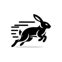 Rabbit running logo design template vector