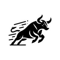 negro y blanco toro logo. corriendo toro logo vector