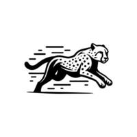 running cheetah animal logo in black and white. Cheetah logo design vector