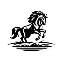 Horse logo design. Standing stallion logo. black and white horse logo design vector