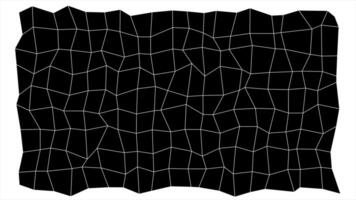 Black rectangle with wavy grid. Animation. Animation with black square and white moving grid. Grid moves in waves in black rectangle video