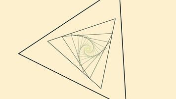 Beautiful abstract triangle tunnel with golden ratio, seamless loop. Design. Flying and rotating silhouettes of triangles. video