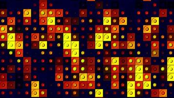 astratto geometrico sfondo con un' parete di lampeggiante scatole con un' attraversare cartello. movimento. senza soluzione di continuità ciclo continuo movimento di scintillante piazza sagomato oggetti. video