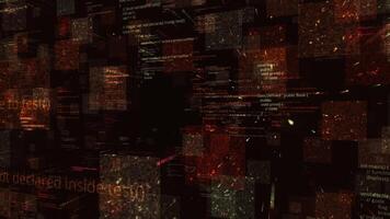 futurista abstrato programação vermelho digital código, desatado laço. animação. científico tecnologia e dados rede 3d animação. video