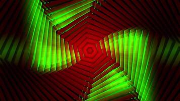 flyg i tunnel av spinning spiral formad siffror med ändring färger, sömlös slinga. rörelse. abstrakt roterande rörelse av hexagoner skapande ett ändlös korridor. video