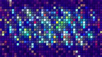 Technology blue digital noise background, a wall of colorful particles, seamless loop. Motion. Rows pf blinking pixels or squares. video