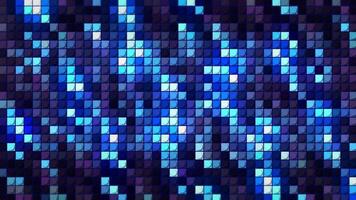 Technology blue digital noise background, a wall of colorful particles, seamless loop. Motion. Rows pf blinking pixels or squares. video