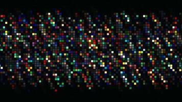 Abstract background with pixel glitch effect in dark colors, seamless loop. Motion. Rows of multicolored rectangles flickering across the screen. video