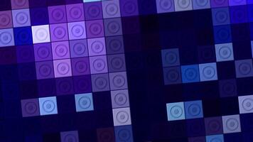 Violet square tiles in seamless loop animated mosaic surface. Motion. Purple blocks with circle silhouettes inside. video