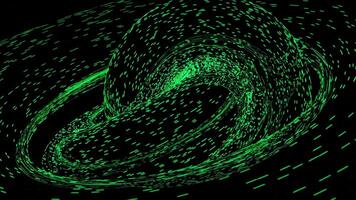 Outer space spinning and twisting object of colorful tiny particles. Design. Bending and moving space dust on a black background, seamless loop. video