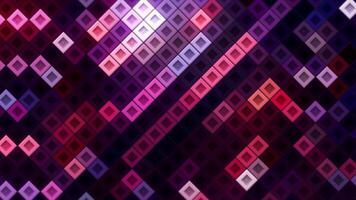 Abstract diagonal square mosaic pattern background, seamless loop. Motion. Small same size squared blocks moving randomly on a black backdrop. video