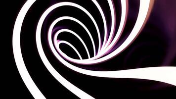 Black background. Design.Bright shiny lines make up a tunnel that moves forward in abstraction. video