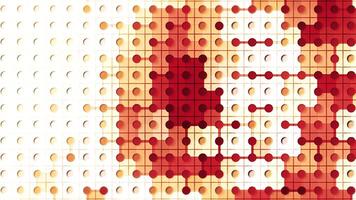 Abstract background with red and yellow squares. seamless loop. Motion. Blinking colorful tiles on lined background with circles. video