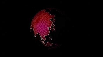 Black background. Motion. The hemisphere of our planet with highlighted features of red and green countries in abstraction. video