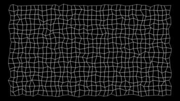 A huge white grid. Animation. A black background on which there is a bright long large lattice that moves slightly from side to side in abstraction. video