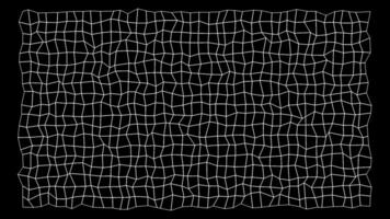 A huge white grid. Animation. A black background on which there is a bright long large lattice that moves slightly from side to side in abstraction. video