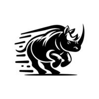 Rhino logo stock. illustration of a silhouette of a rhino standing on isolated white background vector