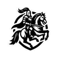 equestrian knight logo design. Horse warrior logo. war horse silhouette vector