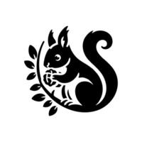 Squirrel logo. Squirrel with acorn silhouette icon on white background vector