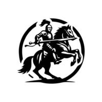 equestrian knight logo design. Horse warrior logo. war horse silhouette vector