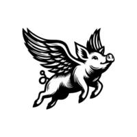 flying pig logo design, hog logo design vector