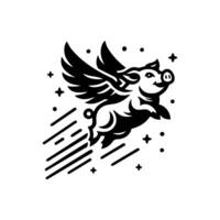 flying pig logo design, hog logo design vector