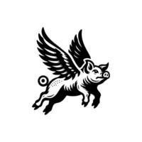 flying pig logo design, hog logo design vector