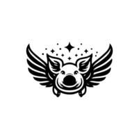 flying pig logo design, hog logo design vector