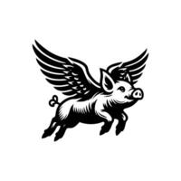 flying pig logo design, hog logo design vector