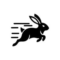 Logos of rabbit is running. Black bunny running logo concept. Rabbit logo design vector