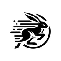 Logos of rabbit is running. Black bunny running logo concept. Rabbit logo design vector